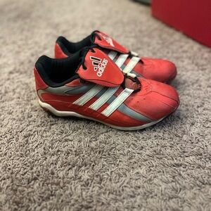 Adidas Red and White Softball Cleats. Good Condition.